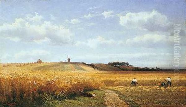 Landschaft Mit Bauern Bei Der Getreideernte - view 1