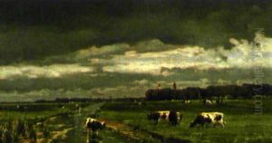 Weite Landschaft Mit Weidenden Kuhen by Edmond De Schampheleer