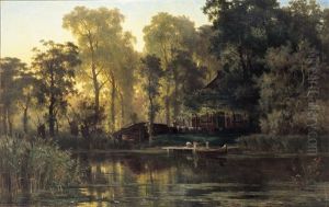 Riviergezicht Met Pont (de Vlist - Zuid-holland) by Edmond De Schampheleer