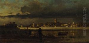 Vue De Dordrecht by Edmond De Schampheleer