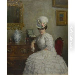Woman In White Seated In A Salon Woman In White Seated In A Salon