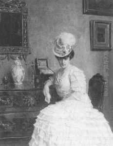 A Portrait Of A Lady In An Interior by Victor Scharf