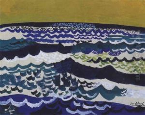 Blau-grune Wellen Vor Gelbem Horizont