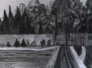 Vor Der Parkmauer Mit Eisentor