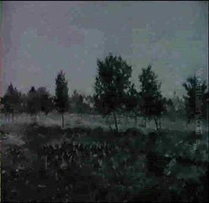 Landschaft Mit Obstbaumen, Im Hintergrund Eine Ortschaft