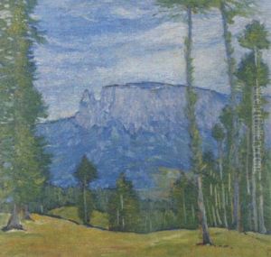 Sudtiroler Alpenlandschaft Mit Schlern Und Ritten by Karl Schattanek