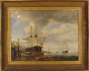 Sailing Ships In Port by Jules Schaumburg