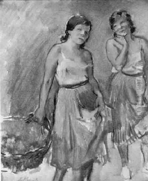 Studie Zweier Frauen Mit Korb - view 1