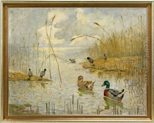 Seelandschaft Mit Wasservogel by Ferdinand Schebek