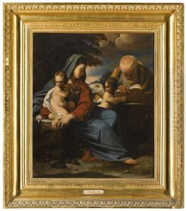 The Rest On The Flight Into Egypt: The Madonna And Child In A Landscape Seated, Attended By An Angel Holding A Book For St. Joseph The Rest On The Flight Into Egypt: The Madonna And Child In A Landscape Seated, Attended By An Angel Holding A Book For St. Joseph