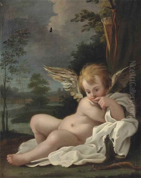 Cupid Reclining In A Landscape - view 1