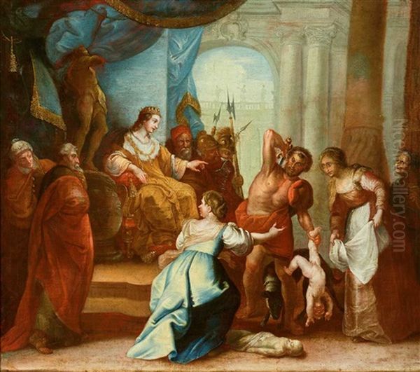 Das Urteil Des Salomon, Nach Der Beruhmten Komposition Von Peter Paul Rubens, Heute Im Statens Museum For Kunst In Kopenhagen - view 1