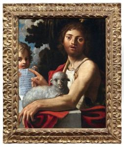 Hl. Johannes Der Taufer Mit Dem Lamm Und Einem Engel by Bartolomeo Schedoni