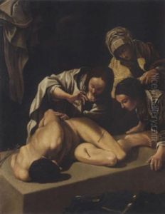 Die Hl. Irene Untersucht Die Wunden Des Hl. Sebastian by Bartolomeo Schedoni
