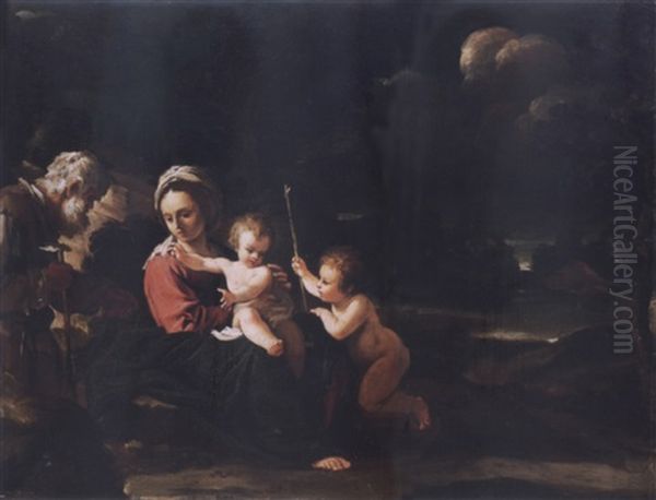 The Rest On The Flight Into Egypt In A Moonlit Landscape - view 1