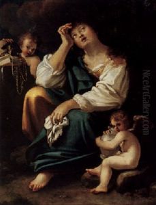 The Penitent Magdelene With Two Putti by Bartolomeo Schedoni