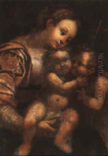 The Madonna And Child With The Infant St. John The Baptist by Bartolomeo Schedoni