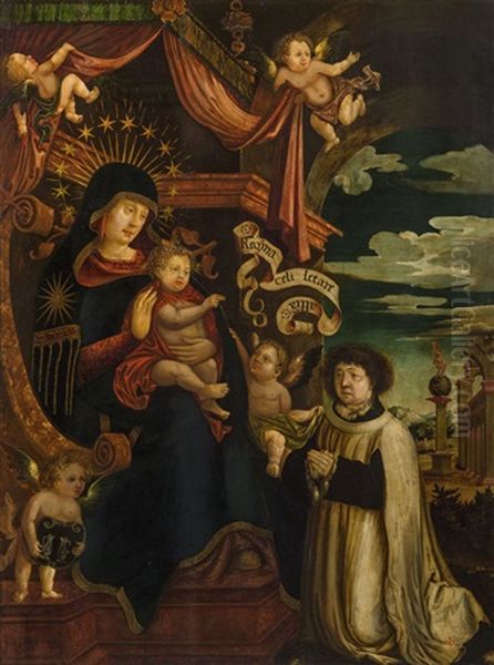 Thronende Muttergottes Mit Dem Jesusknaben, Angebetet Von Einem Kirchlichen Stifter - view 1