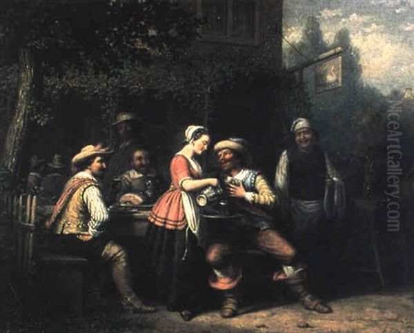 Outdoor Tavern Scene With Merrymakers - view 1