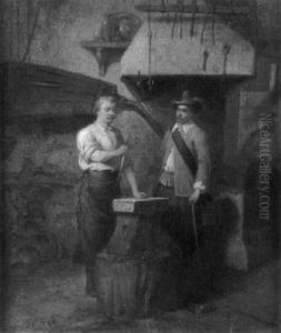 In The Shop Of The Sword Maker by Hendricus Johannes Scheeres