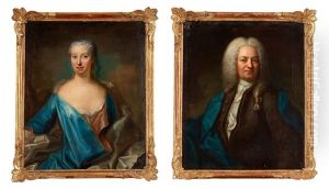 Johan Jacob Von Dobeln (1674-1743) And His Wife Maria Scheurle (1696-1762) (pair) by Johann Henrik Scheffel