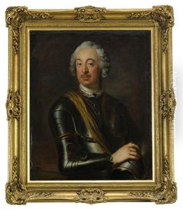 Portratt Forestallande Adelsman Ikladd Harnesk - Hoftbild by Johann Henrik Scheffel