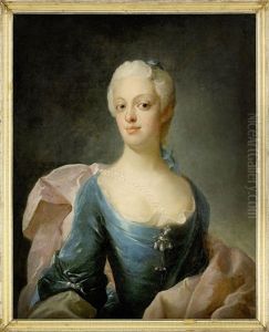 Portratt Av Grevinnan Christina Beata Stackelberg I Blagron Klanning Och Rosa Sjal - Midjebild Portratt Av Grevinnan Christina Beata Stackelberg I Blagron Klanning Och Rosa Sjal - Midjebild