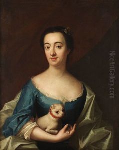 Portratt Av Dam Med Knahund by Johann Henrik Scheffel