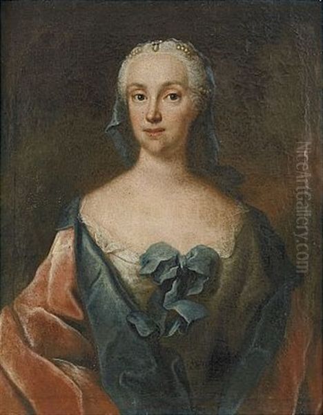 Portratt Forestallande Major Adelsmannen Daniel Pfeiff Ikladd Harnesk Och Uniformsrock Och Hans Maka Anna Beata Lilliemarck Ikladd Vit Klanning Med Bla Kappa Och Rod Mantel (pair) - view 1