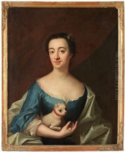 Portratt Av Dam Med Knahund by Johann Henrik Scheffel