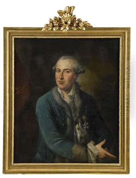 Portratt Av Overstathallaren Friherre Carl Sparre Ikladd Palsfodrad Bla Rock Med Svardsorden - view 1