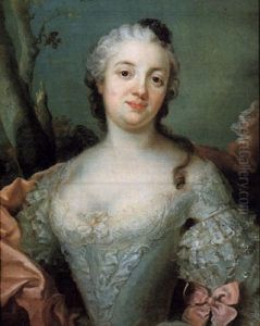Bildnis Einer Dame In Weisem Dekolltierten Spitzenkleid Und Rosafarbenem Cape