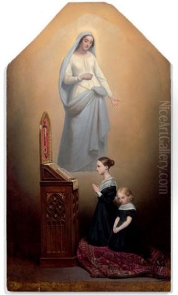 Louise Et Berthe Gallois De Naives En Prieres Devant La Vierge Representee Sous Les Traits De Leur Mere, Madame Gallois De Naives, Nee Le Camus - view 1