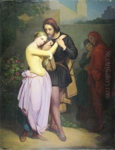 Faust Et Marguerite Au Jardin by Ary Scheffer