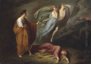 Dante And Virgil Meet Francesca Da Rimini And Paolo Malatesta by Ary Scheffer