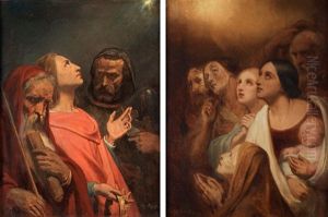 De Tre Vise Mannen Och Konungarnas Tillbedjan (pair) by Ary Scheffer