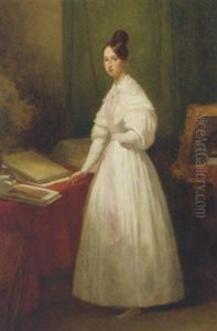 Portrait Of The Princess Of Orleans With Her Sketchbooks