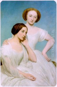 Portrait De Deux Jeunes Filles En Robe Blanche by Ary Scheffer
