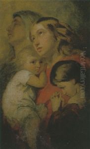 Maria Met Kind Vergezeld Door Johannes De Doper En Elisabeth by Ary Scheffer