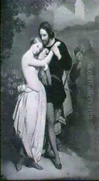 Faust Und Gretchen Im Garten, Im Hintergrund Mephisto Mit Marthe Schwertlein - view 1
