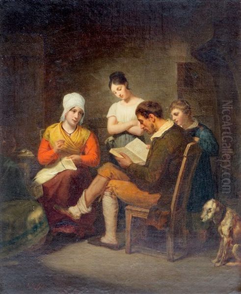 A Family Reading At Night - view 1