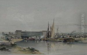 Railway Bridge Over The Regents Canal by John Cooke Bourne