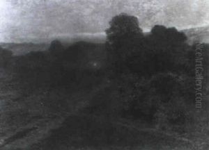 Landschaft Mit Bauerngehoft Bei Nacht