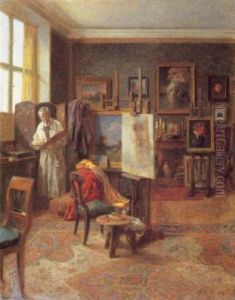 Im Atelier Des Kunstlers (selbstbildnis) by Robert Scheffer