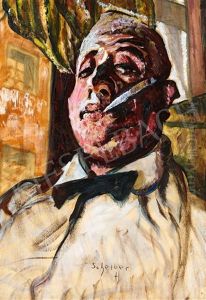 Self-portrait With Bow-tie by Hugo Scheiber