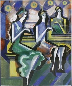 Drei Frauen In Blau by Hugo Scheiber