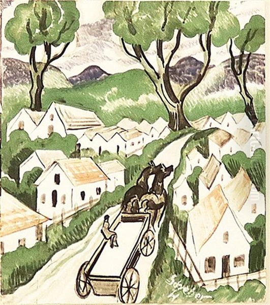 Dorfstrasse Mit Pferdekutsche - view 1