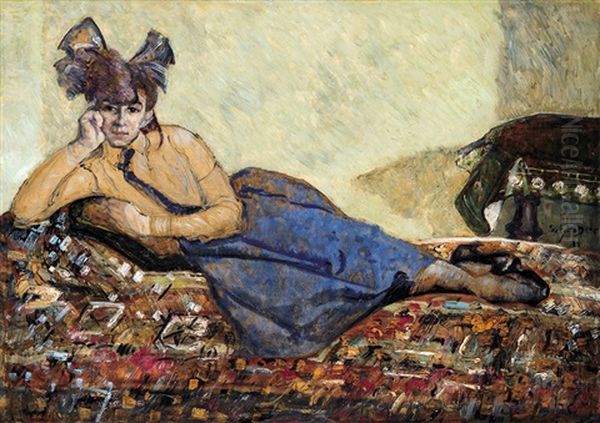 Lying Girl With Bow In Her Hair - view 1