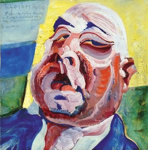 Self-portrait With A Colorful Background by Hugo Scheiber