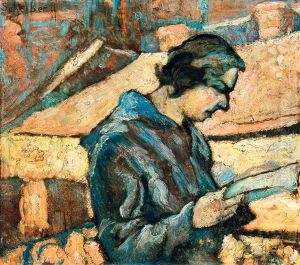 Woman Reading by Hugo Scheiber